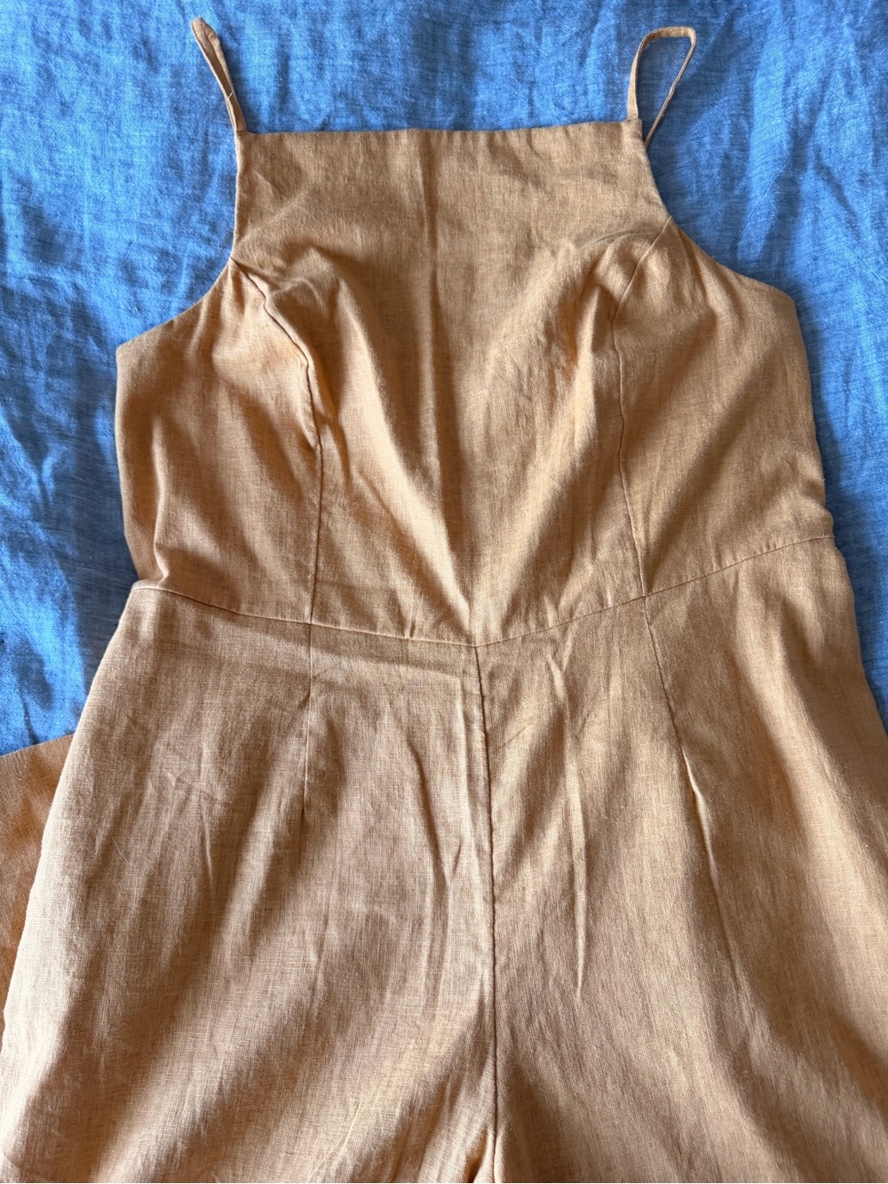 Abercrombie & Fitch Tan Linen Blend Sleeveless Jumpsuit